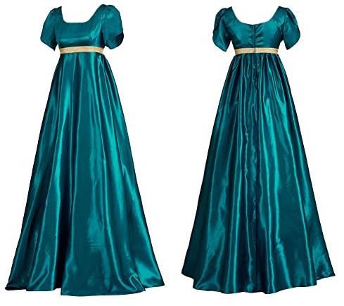 Xinchangda Regency Vestidos para mujer, medieval, vintage, victoriano, vestido largo de satén de cintura alta, elegante vestido de fiesta