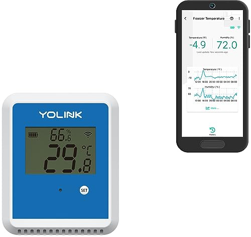 YoLink X3 Outdoor Temperature and Humidity Sensor with Data Logger, Thermometer, 1/4 Mile Range, 5+ Years Battery Life, Emails, Text, App Alerts, Alexa, IFTTT. Hub Required!