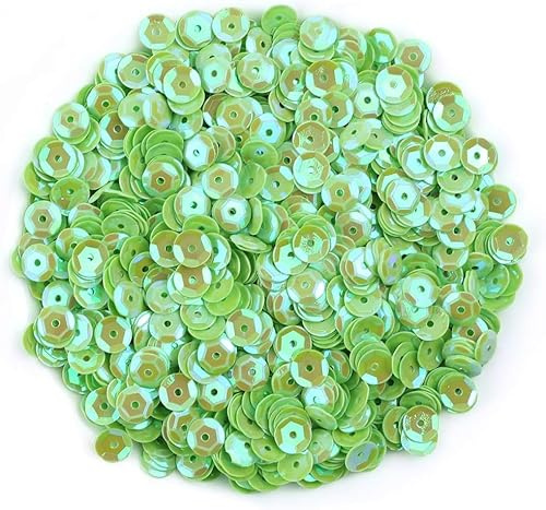 Naler 2800pcs Loose Sequins Light Green Glittering Sequins Spangles Sequins for Crafts Sewing Clothing Decorating Wedding Christmas,6MM