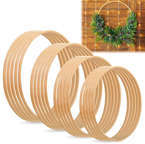 20 stycken träringar för pyssel, 13 cm / 15 cm / 18 cm / 20 cm drömfångare, bambu blommig båge, makramé båge tillbehör, träringar för jul och bröllopskrans DIY-hantverk