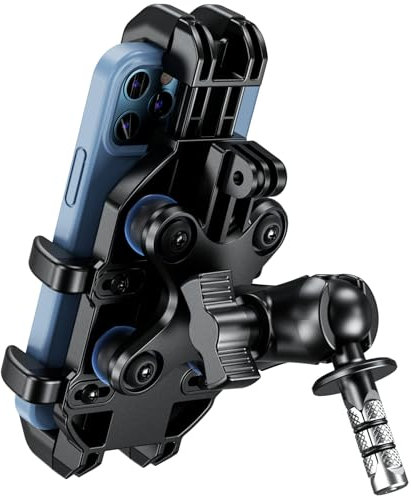 BRCOVAN Motorrad Gabelvorbau Handyhalterung mit Vibrationsdämpfer, Verstellbar Motorrad Handyhalter, Anti-Shake, für 5,4 Zoll - 7,2 Zoll Smartphones