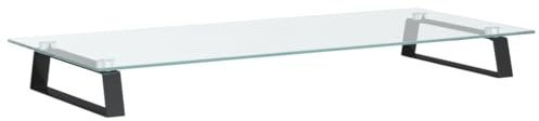 vidaXL Skärmställ svart 80x35x8 cm härdat glas och metall, datorställ, bildskärmsställ för stationär dator, skrivbordshöjare, tangentbordsställ