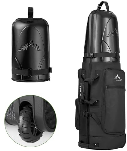 UNIHIMAL Golf Travel Bag with Hard Case Top, 1680D Heavy Duty Oxford Golf Club Travel Bags for Airlines with Wheels Easy to Maneuver