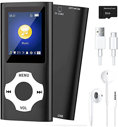 MP3 Music Player with Bluetooth 5.0 Electronic Book Reader for Kids (Black)