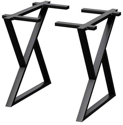 holz4home® Doppel Dreieck Tischgestell aus Metall I Pulverbeschichtet Schwarz I 1 Paar (2 Stück)