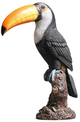 F Fityle Statue de Toucan sur souche, Ornement en résine de 12 Pouces de Haut, Figurine Animale Mignonne et réaliste Faite à la Main pour Enfant, Accessoire