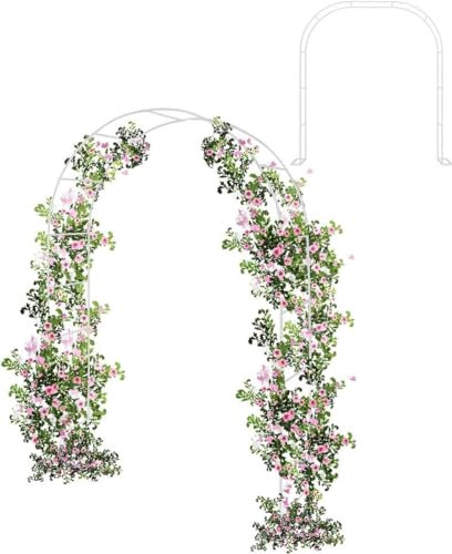 WCQSYY Arco da Giardino in Metallo,Arco per Rose per Piante Rampicanti,Resistente Padiglione da Giardino,Traliccio,Pergolati alle Intemperie E Autoportante,con Base,Facile da Montare,Nero,W2.4M*H2.2M