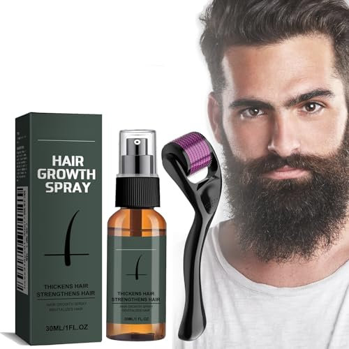 Tkekruh Siero Per La Crescita Della Barba 30ml, Set spray Idratante per Barba, Siero Barba per Uomo, Conferisce Lucentezza, Nutre e Rigenera, per una Rapida Crescita e Ispessimento della Barba