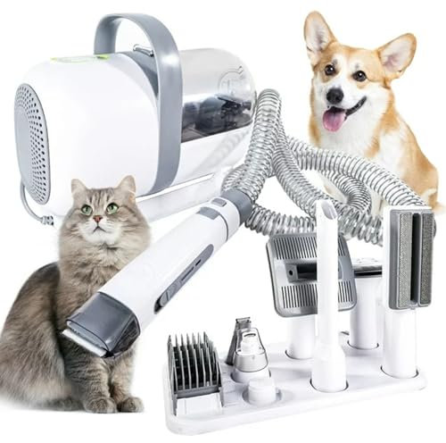Kit aspirapolvere per toelettatura cani, Spazzola per toelettatura cani da 1,5 litri, Aspira il 99% di peli di animali domestici, Aspirapolvere per toelettatura cani, Spazzola per toelettatura