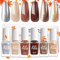 Brown Quick Dry Nail Polish Set - Gold & Silver, 7 Days Long Lasting Gel, No Cure Needed - Home DIY Manicure for Girls, Nail Art Paint