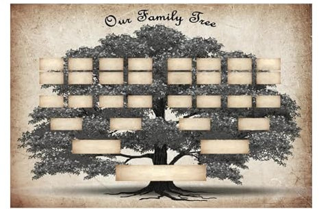 Graphiques généalogiques, tableaux d'arbre généalogique à remplir, 6 générations, tableau mural vierge d'arbre généalogique, tableau historique familial, cadeau pour hommes, femmes, grands-parents