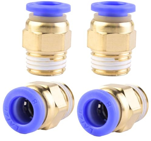 4 stycken 8 mm 1/4 PT yttre gänga rak Push to Connect Fittings insticksslang pneumatisk snabbkontakt