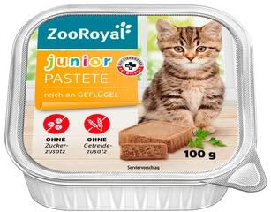 ZooRoyal Katzenfutter junior Pastet reich an Geflügel, 16er Pack (16 x 100g)