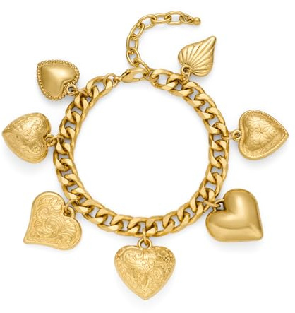 LILIE & vitt guld hjärta berlockarmband för kvinnor, elegant kedjedesign med hjärthängen, icke-blekande, present för speciella tillfällen, trendigt modetillbehör