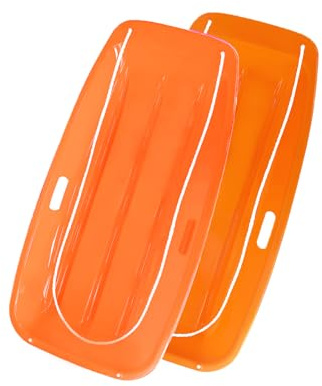 Northfish Snow Sled for Adults, Plastic Sled with 2 Pull Ropes and Handles for Winter Fun | Durable Winter Outdoor Toys for Snowy Hills, Orange