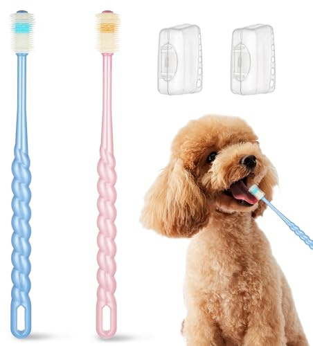 Matwsec 2 Pcs Small Dog & Cat Toothbrush 360-Degree Soft Pet Tooth Brush for Small Dog, Puppy, Kitten, Cat, Dental Care for Teeth