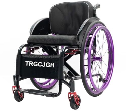 TRGCJGH Rullstol, lätt vikbar reserullstol, stol av aluminium, med bromsar, lätt, transport rullstol (lila, 41 cm/16,1 tum sits)