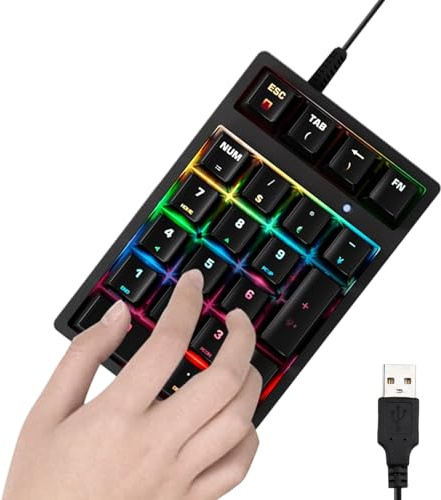 Trådbundet numeriskt tangentbord, tangentbordsförlängning - plug-and-play trådbunden digital platta, för bärbar dator, PC, kontor, finansiell, bokföring, programmerare och revisorer