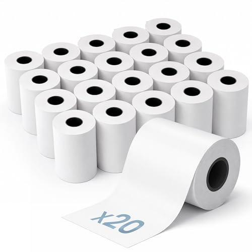Rotoli POS 57x20, Rotolini POS in Carta Termica per POS e Registratori di Cassa, Carta POS Compatibile con Nexi e Stampanti Termiche