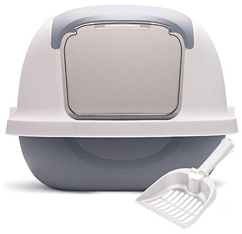 BPS Aseo Cerrado para Gato Arenero Cubierto Sanitaria Bandeja Arena con Pala para Mascotas Gatos 3 Colores 51 x 37 x 43 cm (Gris) BPS-5593GR