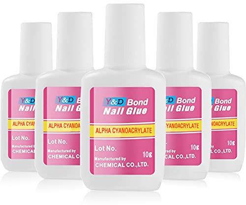 5 Pieces Nail Glue Quick Nail Tip Glue Extra-Strong Nail Glue False Nail Adhesive Quick Dry Super Strong Nail Tip for Artificial Acrylic Nails Tips Professional Quality Salon Use