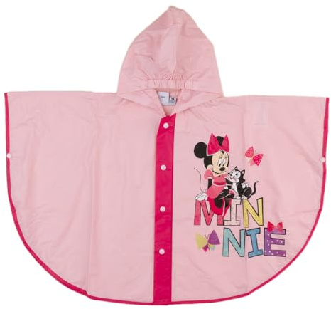 CARTOON Mantella pioggia Minnie Disney giacca impermeabile per bambini poncho con cappuccio e chiusura con bottoni