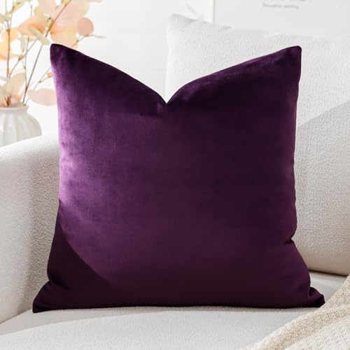Artscope Luxury Velvet Cushion Covers Super Soft Decorative Square Throw Pillow Covers Case Cushion Covers for Sofa Couch Bedroom Car Decor 60x60cm Purple