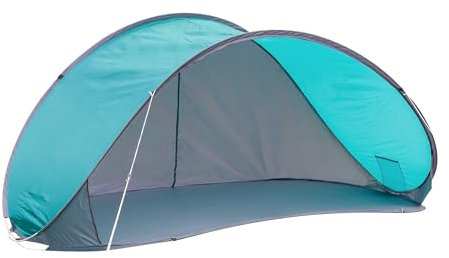 Pop Up Strandmuschel türkis mit Tragetasche - 210 x 110 cm - Strand Zelt selbstaufstellend mit UV 50+ Schutz - Windschutz Sichtschutz Garten Picknick Wurfzelt für 2 Personen