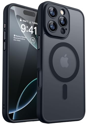 CANSHN Magnetic for iPhone 16 Pro Max Case, Upgraded [Full Camera Protection] [Compatible with Magsafe] [Translucent Matte] Shockproof Protective Phone Case for iPhone 16 Pro Max 6.9 - Black