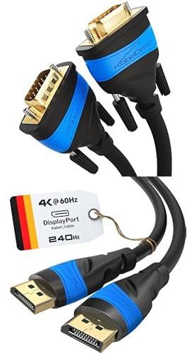 KabelDirekt 10m VGA Kabel 15 - polig (Full HD 3D 1080p) - TOP Series 10m DisplayPort zu 1,2v DisplayPort Kabel/Auflösung bis 3840Ã—2400 / HDCP/OFC Kupfe