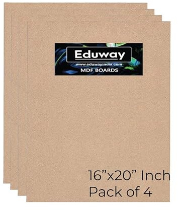 Eduway Tablero de MDF A2 para manualidades, 40 x 50 cm, 4 mm de grosor, paquete de 4 unidades, cartón de pino de alta calidad para artistas, estudiantes de arte y manualidades, corte duro en tamaños