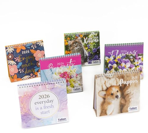 evelay 2026 Desk Calendar Month to View Spiral Bound Flip Over Free Standing Desktop Planner Table Organiser 17cm x 17cm for Home Office Use (Enjoy)