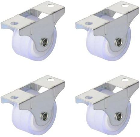 4pcs 1Inch Directional Silencer Wheels Thicker Flat Plate White Rail Fixed Casters Smoothly Furniture Flight Box Lugga Trolley Indoor, Outdoor, Furniture Moving