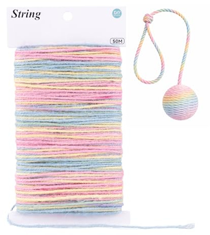 G2PLUS Cuerda Yute Degradado,2mm Hilo Yute Pastel,50m Cuerda Fina Deco | Cordel Jardinería para Decoración,Crochet,Envoltura de Regalos y Bricolaje,Manualidades