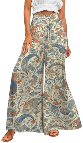Robe bohème 2026 pour femme, pantalon palazzo à jambes larges, motif floral, jupe-culotte de plage d'été 2025, pantalon fluide et décontracté