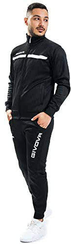 Givova Jungen Anzug Givova Eins Full Zip Overall, schwarz/weib, S-L EU