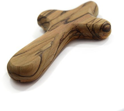 MIZZE Made for Luck 10 cm handgefertigt in Bethlehem handgefertigte Olivenholz Comfort Holding Cross in Beutel