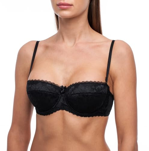 frugue Soutien Gorge sans Bretelles Bandeau Push Up Femme Noir FR 85A