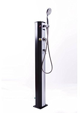 Douche Solaire Piscine PVC Fresh 8 - 20L + mitigeur et brumisateur - Noir et argenté