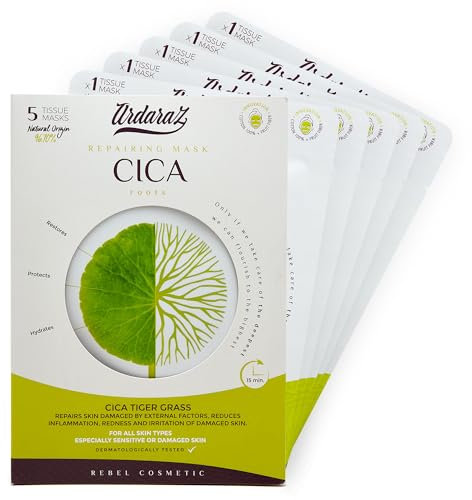 Feuchtigkeitsspendende tuchmasken gesicht, Repariert, Beruhigt und Regeneriert, reich an CICA-Serum, Centella Asiatica. Masken Set mit 5 gesichts masken - Ardaraz