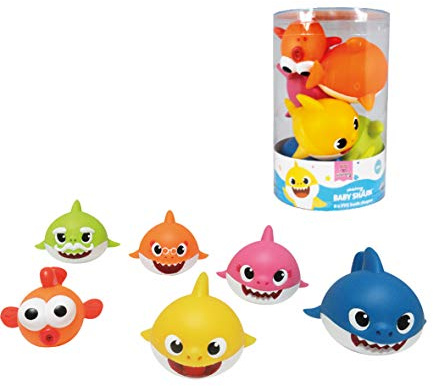 ODS 48821 BABY SHARK Set di 6 squaletti morbidi per bagnetto, multicolore