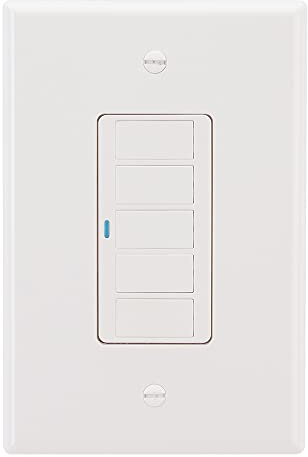 Cree Connected Max Smart In-Wall 5-Button Scene Controller For Connected Max Smart Bulbs, Compatible with Any Connected Max Smart Bulb, Bluetooth + WiFi, 2.4 GHz, White, 1 Controller