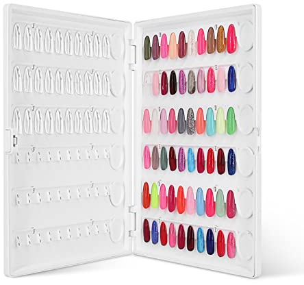 Nail Affichage Graphique Couleur, 120 Colores Présentoir Couleur Ongles, Modèles de Présentation pour Nail Art, Professionnel Présentoir Nuancier pour Vernis à Ongles avec Transparent Faux Ongle (C10)