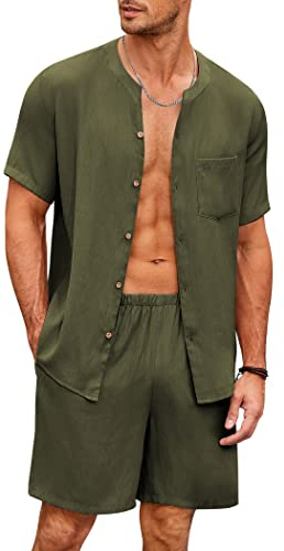 Ekouaer Pijama Hombre Conjunto de Pijamas Verano Ropa de Dormir Manga Corta y Pantalones Corta, S-XXL