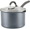 Circulon Scratch Defense Non Stick Saucepan with Lid 18cm - 2.8L Induction Saucepan with Straining Lid & Pouring Rims, Dishwasher & Oven Safe Cookware, Graphite Pewter Finish