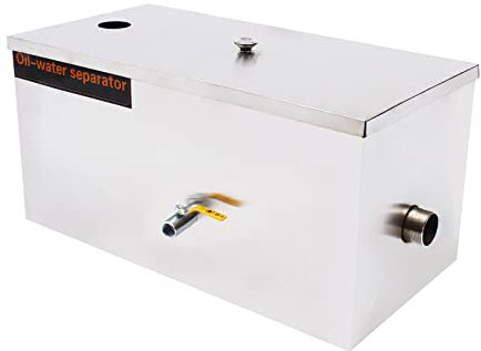 HOARLICN Séparateur de graisse commercial, collecteur de graisse en acier inoxydable pour restaurant huile et eau avec panier filtrant amovible Bac de récupération des graisses sous l'évier