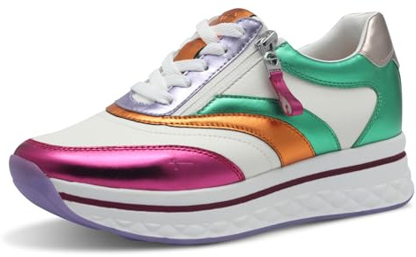 Tamaris Comfort Damen Plateau Sneaker mit Reißverschluss Sportlich, Mehrfarbig (Metallic Comb), 38 EU
