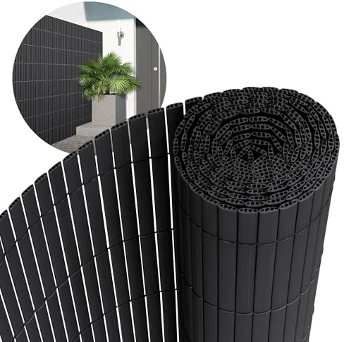 ECD Germany PVC-insynsskyddsmatta 160x300 cm, antracit, insynsskydd 3-tums förstärkning, UV-beständig, vattentät, vindskydd balkongpanel staket insynsskydd för trädgård balkong terrass