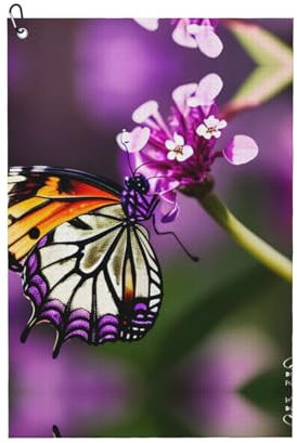 SSIMOO Serviette de golf à usage général, motif papillon violet prune, accessoire de golf personnalisé pour homme, absorbant et polyvalent