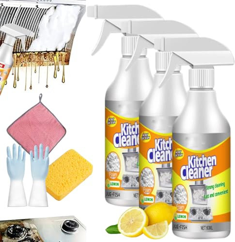 Sciasi Nettoyant mousse de cuisine, spray nettoyant de cuisine, nettoyant puissant pour taches d'huile de cuisine, spray nettoyant à bulles pour casseroles et poêles de cuisine (3)